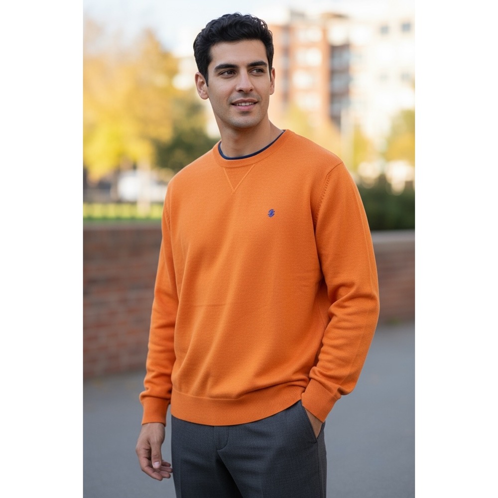 IZOD Advantage Stretch Crew Neck‎ Long Sleeve Sweatshirt Orange XL